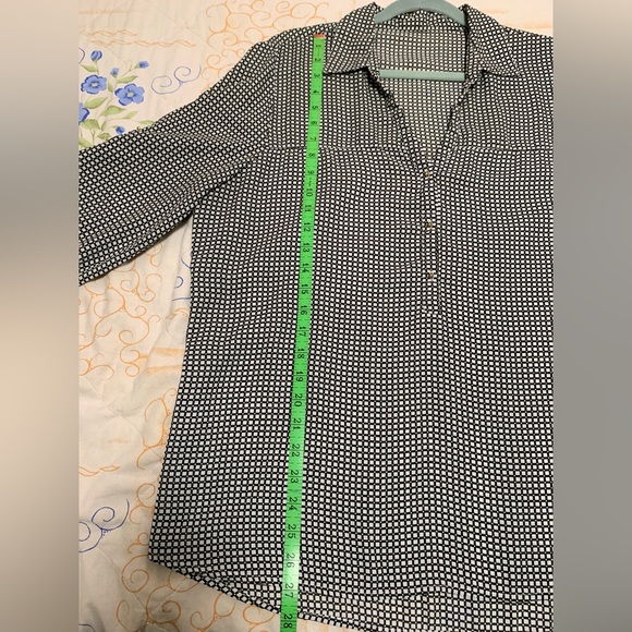 Black and white checkered pattern long sleeve blouse - Picture 6 of 15